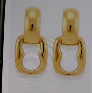 Gucci Vintage Gold Square Link Dangle Clip On Door Knocker Syle Earrings VGC